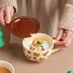 ezicok湯杯早餐杯麥片杯陶瓷水杯燕麥杯帶蓋杯酸奶杯大容量杯子可愛小熊 早餐杯【杯+蓋】-奶白色