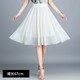 歐偲麥 雪紡半身裙女2024春秋新款高腰百褶裙中長(cháng)款垂墜感a字裙子 00218 純白-67cm 均碼松緊腰(80-158斤可穿)