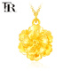 FR999足金吊墜女款黃金牡丹花項鏈送女友老婆七夕新年禮物 標準版牡丹花+送金色銀項鏈