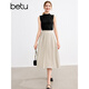 百圖betu女裝秋季新款半身裙風(fēng)琴折設計半身裙百搭裙子女2408T68 燕麥色 L