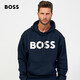 雨果博斯（HUGO BOSS）純色logo印花連帽衛衣男款50487134404 深藍色 M 