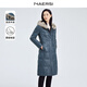 娜爾思（NAERSI）水貂毛領(lǐng)白鴨絨長(zhǎng)款綿羊皮羽絨服外套女冬新款 灰群青色 M