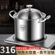大廚幫316不銹鋼特高湯鍋食品級(jí)加厚加深家用鹵肉燉湯鍋電磁爐燃?xì)馔ㄓ?316不銹鋼特高湯鍋-鋼蓋 0cm 特加厚一體成型鍋【內(nèi)徑26cm】