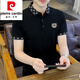 皮爾卡丹（pierre cardin）冰絲棉短袖t恤男士新款夏季休閑潮流半袖百搭P.olo衫夏裝上衣針織 黑色 3XL 150-165斤