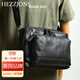 赫澤瓊斯HEZZJONS單肩包男進(jìn)口意大利小牛皮斜挎包青年商務(wù)休閑潮流軟皮小背包男神英倫ipad背包 黑色進(jìn)口意大利牛皮