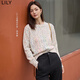 LILY秋裝新款女裝綿羊毛軟糯氛圍感氣質(zhì)寬松休閑針織衫毛衣女 604米白 M