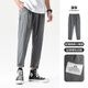 布衣傳說(shuō) 縐紗亞麻褲 夏季薄款休閑長(cháng)褲子男士寬松百搭棉麻九分褲 深灰 3XL