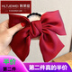 韓萊緹（HLT）紅色大蝴蝶結發(fā)夾后腦勺lolita發(fā)飾彈簧夾網(wǎng)紅日系少女jk發(fā)卡頭飾 09#酒紅色-蝴蝶結發(fā)圈GSF-B02-103-1