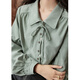 謎秀通勤法寶法式襯衫女2026春季新款設計感小眾別致上衣 復古綠 L