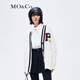 MO&Co.毛衣外套秋冬復(fù)古學(xué)院風(fēng)毛絨章仔絞花肌理含酒紅摩安珂 米白色 S