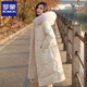 羅蒙（ROMON）直筒白鴨絨牛角扣韓版羽絨服女中長(zhǎng)款大毛領(lǐng)加厚冬季時(shí)尚保暖外套 Y01:米白（真狐貍毛領(lǐng)） M (適合120-140斤)