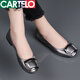 卡帝樂(lè)鱷魚(yú)（CARTELO）2025春夏季淺口單鞋女平底真皮牛筋軟底豆豆船鞋新品軟皮蛋卷瓢鞋 槍色 38