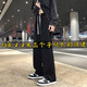 110加長版褲子190高個子男生秋冬休閑褲衛(wèi)褲高中生直筒超長運動褲 黑色加長版/春秋直筒/褲長110cm XL【120-140斤】