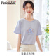 品彩（PinCai）短袖t恤女夏季玫瑰撞印花時(shí)尚優(yōu)雅寬松圓領(lǐng)上衣 P144T1657