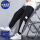 NASA MARVEL官方聯(lián)名休閑褲男束腳褲男士運動服秋冬季美式潮流舒適休閑有型 黑色 M (90斤-100斤)