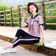 俞兆林媽媽洋氣短袖衛衣中年女裝夏裝時(shí)尚運動(dòng)服中老年夏季大碼休閑套裝 粉色 XL (推薦90-105斤)