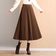 白鹿語(yǔ)秋冬高腰厚款百褶裙微彈壓褶A字針織長(cháng)款半身裙 咖色 L 