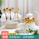 那些時(shí)光歐式茶具陶瓷英式茶壺下午 茶花茶杯茶具套裝耐熱泡茶壺 白玫瑰(6杯碟+壺) 含鐵架+金勺-禮盒裝