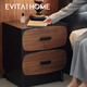 EVITA Home紐扣床頭柜實(shí)木輕奢收納柜臥室床邊柜儲物柜置物復古小柜子 2個(gè)紐扣床頭柜