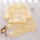 小三月新生嬰兒衣服a類(lèi)純棉秋季兩件套裝分體0一6月兔寶寶開(kāi)襠褲按扣式 C1+M-977黃色底長(cháng)耳萌兔 66碼，建議11-14斤
