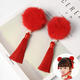 菱夢(mèng) 古風(fēng)漢服頭飾 中國風(fēng)紅色毛球流蘇對夾 唐裝演出發(fā)夾 寶寶發(fā)飾 毛球款-紅色一對
