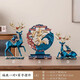 福鹿創(chuàng)意擺件電視柜酒柜玄關(guān)客廳擺件喬遷之喜搬家禮物開業(yè)擺件 藍(lán)色祥云鹿+家字屏風(fēng)藍(lán)色