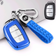 現代汽車(chē)鑰匙包套ix25ix35領(lǐng)動(dòng)朗動(dòng)瑞納途勝悅納名圖索納塔9改裝遙控器鑰匙殼男女鑰匙扣掛件內飾品 A款智能【藍色+小羊皮編織扣】 汽車(chē)用品配件 功能小件