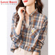 LOVER RUCCI純棉格子襯衫女春秋季新款2025時(shí)尚襯衣夏天洋氣長(zhǎng)袖薄款上衣 圖片色 M 建議108斤以內(nèi)