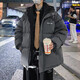帛米圖加厚假兩件連帽棉服男冬季潮流學生棉衣棉襖子面包服外套男裝衣服 南極 WT08灰色 3XL