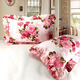 黛安美一對裝荷葉邊韓式全棉枕芯套枕巾雙面蕾絲花邊純棉枕套成人枕頭套 柔情花-雙面花邊枕套 純棉枕套48*74cm（一對裝）