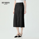 深呼吸DEEP BREATH女裝醋酸特殊肌理感撞色長(cháng)款半身裙A200286 黑 M (3)