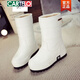 卡帝樂(lè )鱷魚(yú)冬季白色雪地靴女中筒松糕底加絨加厚短靴棉鞋防水厚底東北大棉靴 白色 855掛墜款厚絨 37
