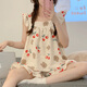 TULX吊帶睡衣女夏季棉2023年新款日系甜美少女夏天公主風(fēng)家居服套裝 847#吊帶櫻桃小熊 杏色 L 100-120斤
