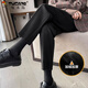 啄木鳥(niǎo)毛呢西裝褲秋冬季高腰直筒顯瘦小個(gè)子加絨加厚寬松九分小腳煙管褲 黑色（加絨加厚） S （建議100斤以下）
