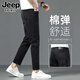JEEP SPIRIT九分牛仔褲男夏季薄款彈力青年潮流男褲直筒修身小腳褲 QQN-1067黑色九分褲 31