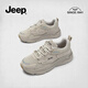 Jeep吉普厚底老爹鞋女2026新款春季復古百搭休閑女鞋輕便透氣運動(dòng)鞋子 淺灰色（817運動(dòng)鞋碼） 38