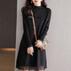 怡曼芙針織連衣裙女秋冬半高領(lǐng)高檔顯瘦針織毛衣裙外穿內搭百搭休閑女裝 黑色 均碼 -建議100-140斤
