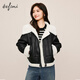 伊芙麗（eifini）伊芙麗經(jīng)典設計感氣質(zhì)毛毛短外套2023冬裝新款休閑美拉德保暖外套 黑色 160/84A/M