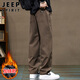 JEEP SPIRIT吉普休閑褲男士長(cháng)褲子男裝秋冬季美式寬松直筒潮男褲 咖啡加絨 31
