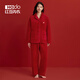 紅豆（Hodo）珊瑚絨睡衣女本命年紅色情侶秋冬結婚保暖男士新婚結婚家居服套裝 女士好事發(fā)生-有錢(qián) M