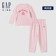 Gap【大小童同款】女童雙面磨毛長袖睡衣套裝646205 粉色 110 cm(4-5歲) 亞洲尺碼