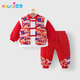 優(yōu)奇寶寶衣服秋冬加絨加厚套裝滿(mǎn)月白天周歲禮服嬰兒過(guò)年拜新年裝