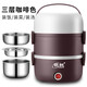 領(lǐng)銳（lingrui） 便攜式電熱飯盒插電保溫飯盒自動(dòng)蒸煮加熱飯菜鍋自熱煮飯神器上班族便當帶飯蒸飯器 咖啡色三層