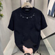 賓色短袖T恤男款夏季新款時(shí)尚潮流半袖體恤印花圓領(lǐng)休閑打底潮流上衣 黑色 L 【適合110-130斤】