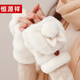 恒源祥100羊毛手套女冬季可愛(ài)女生加絨保暖冬天萌兔半指送女友情人節禮 可愛(ài)兔-白色 均碼