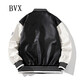 BVX棒球服男街頭潮流寬松休閑外套秋冬裝情侶裝加厚時(shí)尚飛行員夾克潮 黑色（冬季加棉） XL