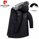 皮爾卡丹加厚90%白鴨絨羽絨服男御寒中長款狐貍毛領(lǐng)加厚冬季外套羽絨大衣 真毛領(lǐng)黑色 2XL 155-170斤