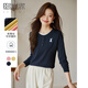 熙世界（sllsky）時(shí)尚刺繡假兩件圓領(lǐng)針織t恤長(cháng)袖打底衫上衣2025春秋新款 寶藍色 S
