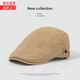 蒂潤石（DIRUNSHI）簡(jiǎn)約休閑復古英倫純色棉質(zhì)短檐前進(jìn)帽時(shí)尚百搭遮陽(yáng)透氣反戴貝雷帽 前進(jìn)帽-卡其 均碼（55-58cm）