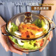 陌德大號玻璃碗湯煲飯煲菜盤(pán)家用耐熱帶蓋微波爐容器茶色印花煲粥盛碗 一升茶色煲